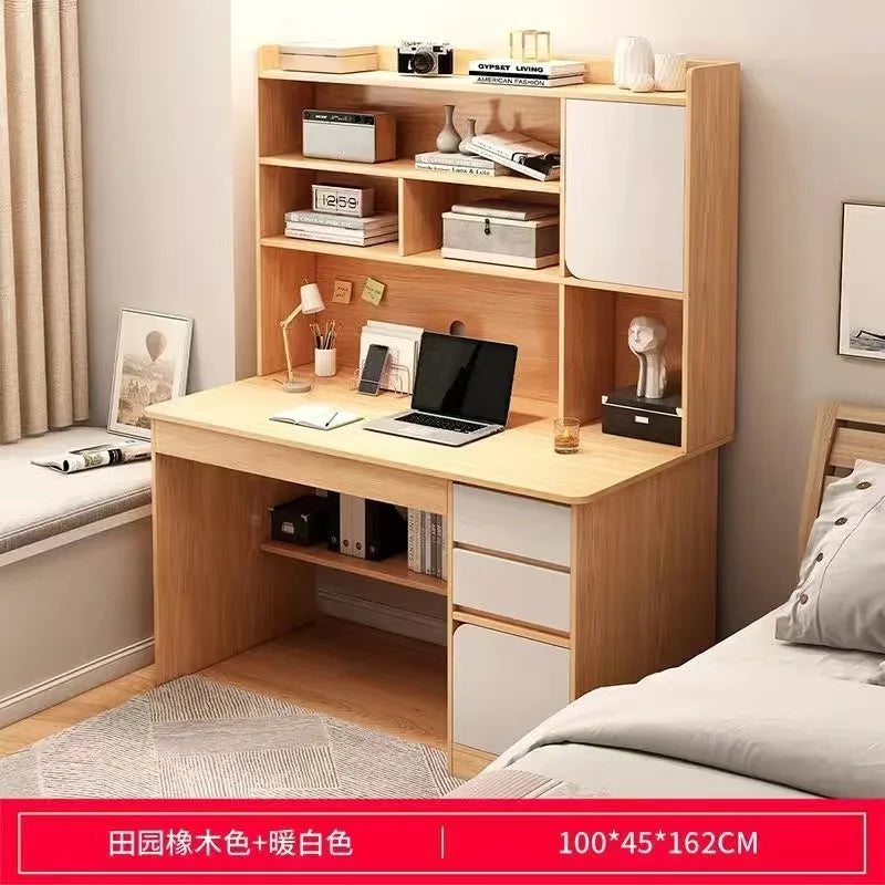 Simple Desk Bookshelf All-in-one Computer Desk Storage Space Student Home Study Bedroom Office Desk with Household Furniture
