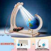 DIY Earth Model Day Night Cycle Science Kit STEM Educational Globe Toy for Kids Classroom Physics Learning Wooden Handmade Toys