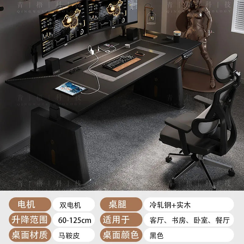 Modern Electric Height-Adjustable Desk Computer Desk Stand Office Smart Solid Wood Office Study Writing Desk Gaming Table FYCD