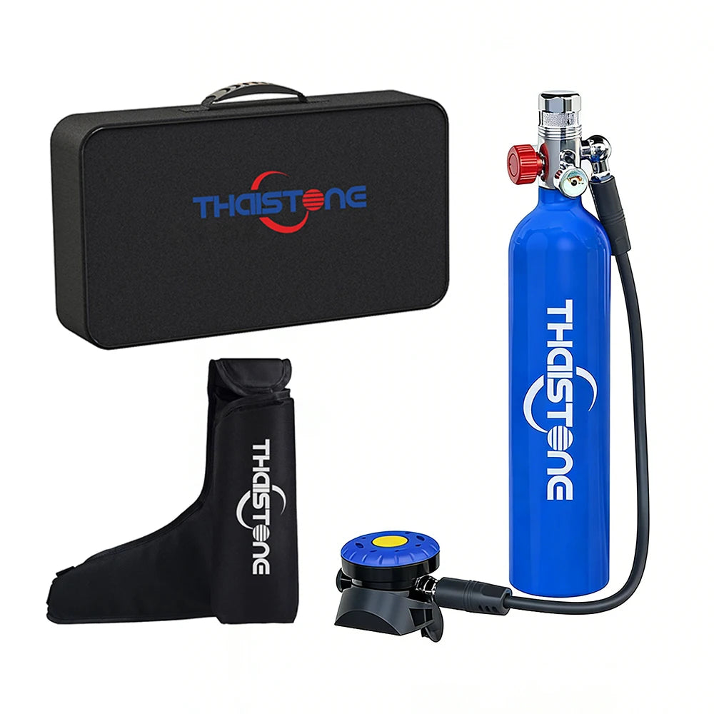 THAISTONE-1L Portable Scuba Diving Tank Underwater Oxygen Cylinder Professional Diving Equipment with Adapter, 15-25 Minutes