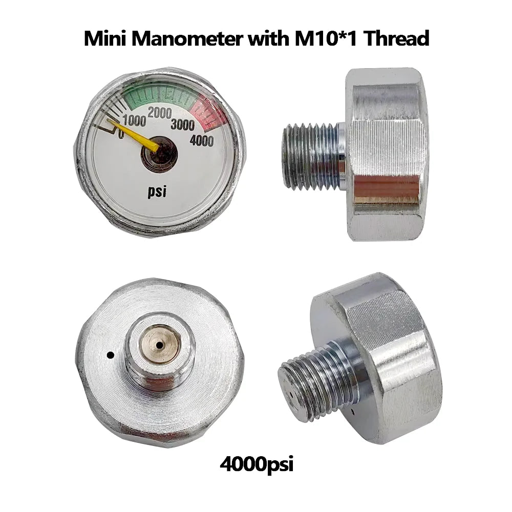 M10*1 HPA Mini Micro Pressure Gauge Manometer Small Profile 600/3500/4000/4500/6000 PSI 250/350 BAR
