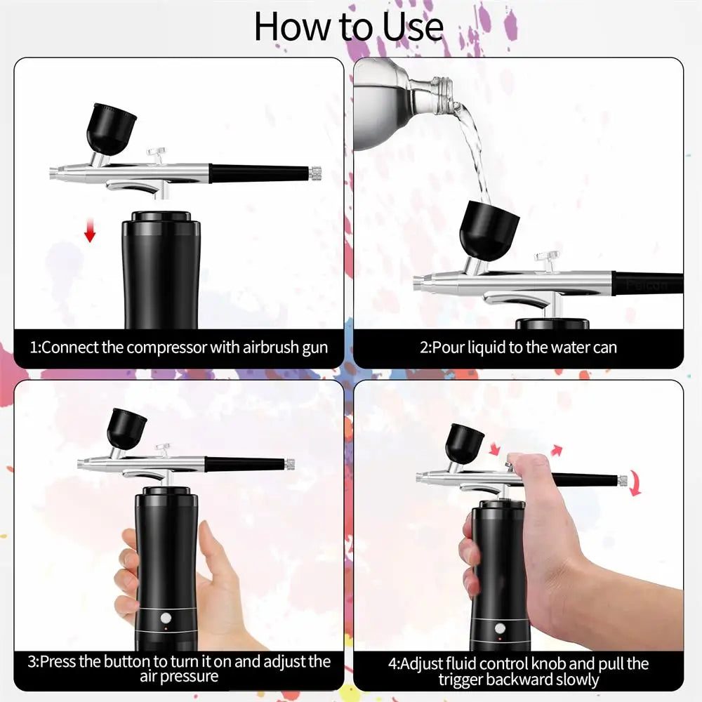 Nails Art Painting Airbrush With Compressor For Cake Decoration Makeup Manicure Nail Airbrush Portable Varnish Paint Sprayer Gun