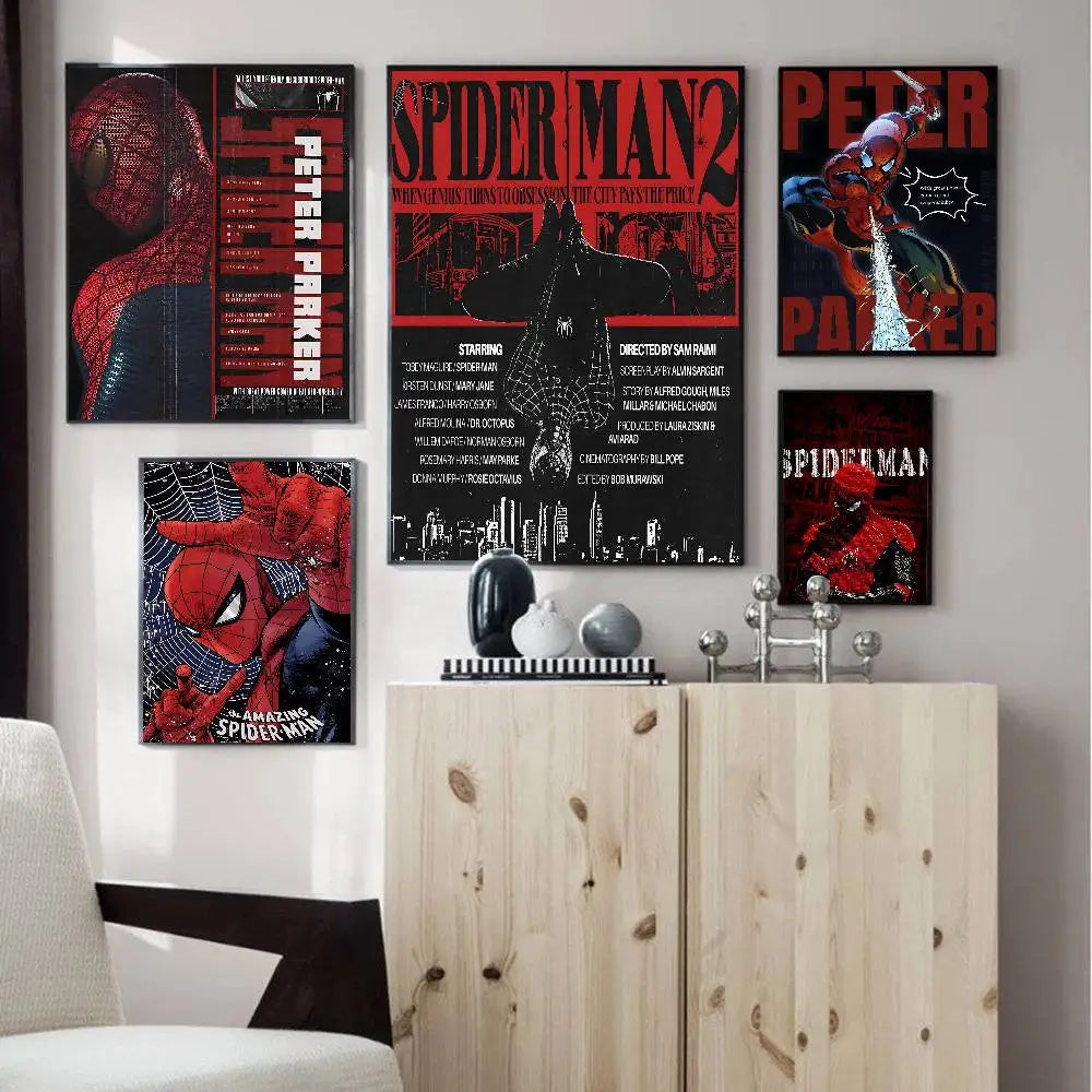 S-Spider Cartoon Man Movie Sticky Posters Whitepaper Sticker DIY Room Bar Cafe Posters Wall Stickers