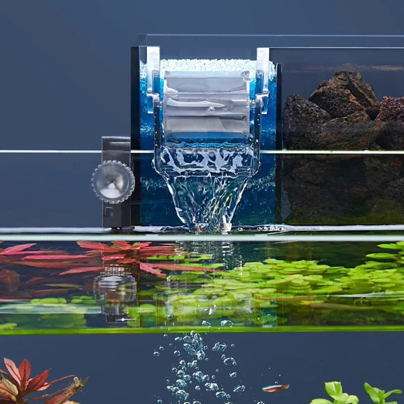 New Fish Tank Waterfall Filter Box Wall Mounted Built-in Silent Circulating Water Purifier For Aquarium Tank Box With Water Pump