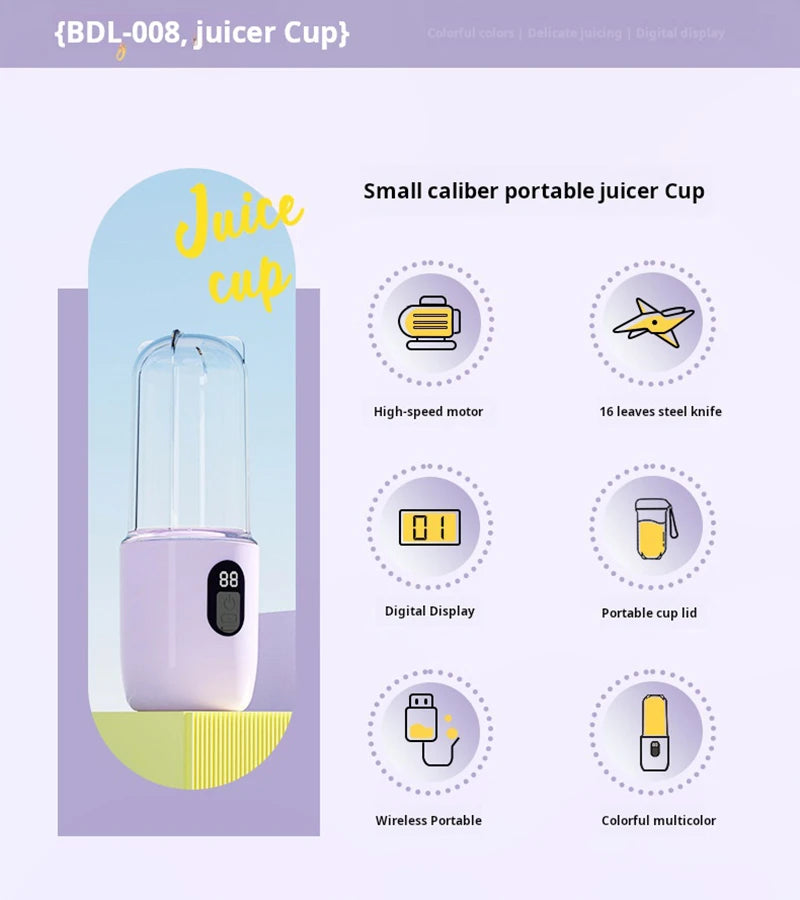 Blend on the go with this portable, USB rechargeable cordless mini juicer mixer—perfect for fresh smoothies anytime, anywhere!