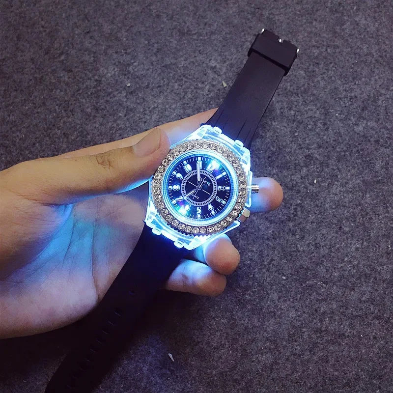 Luminous Colorful LED Luminous Watch for Male and Female Students, Fluorescent Quartz Hand for Male and Female Students