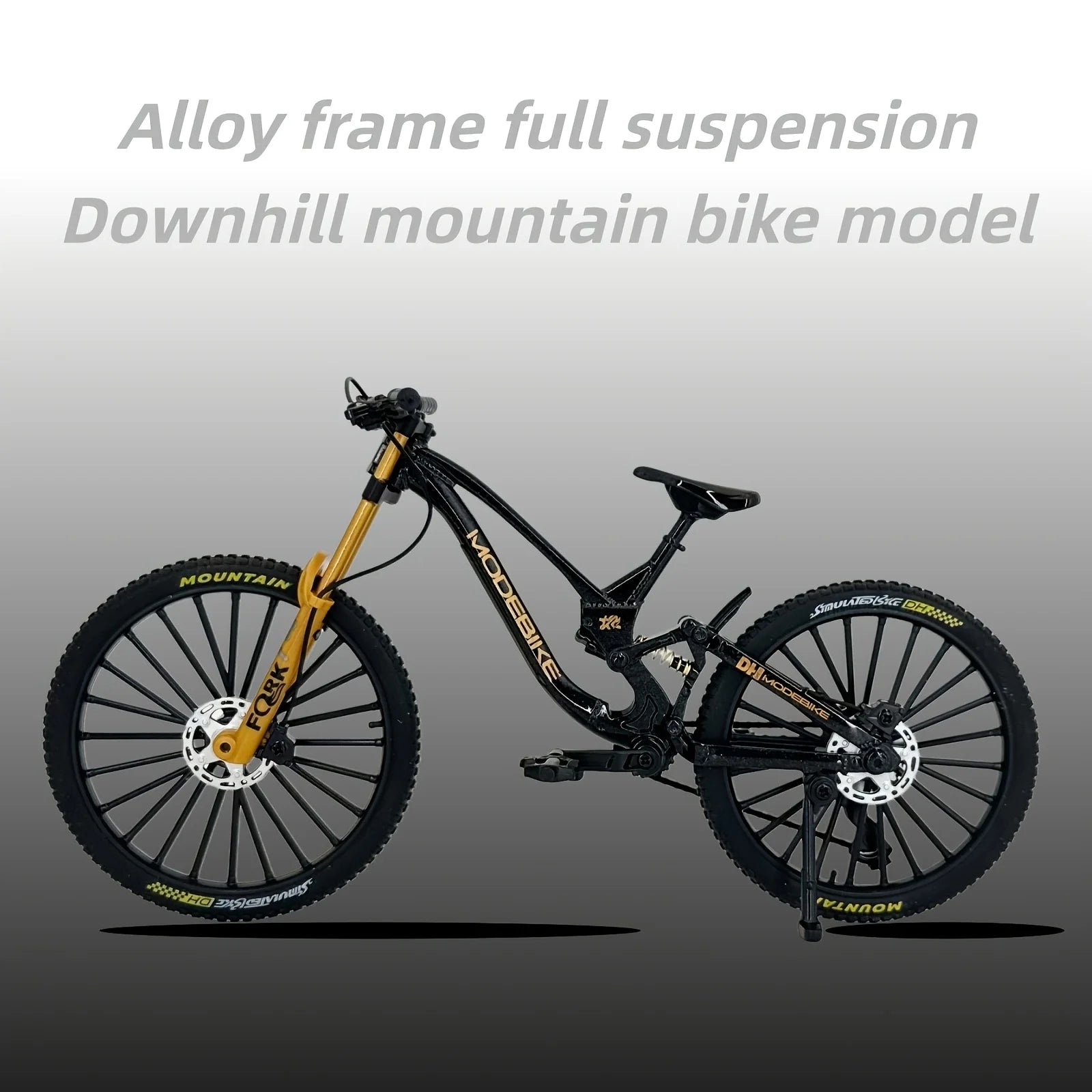 1:8 Scale Alloy Mountain Bike Model – Dual Shock Absorbers&Removable Number, Ideal Gift&Desktop Decoration for Bike Enthusiasts.