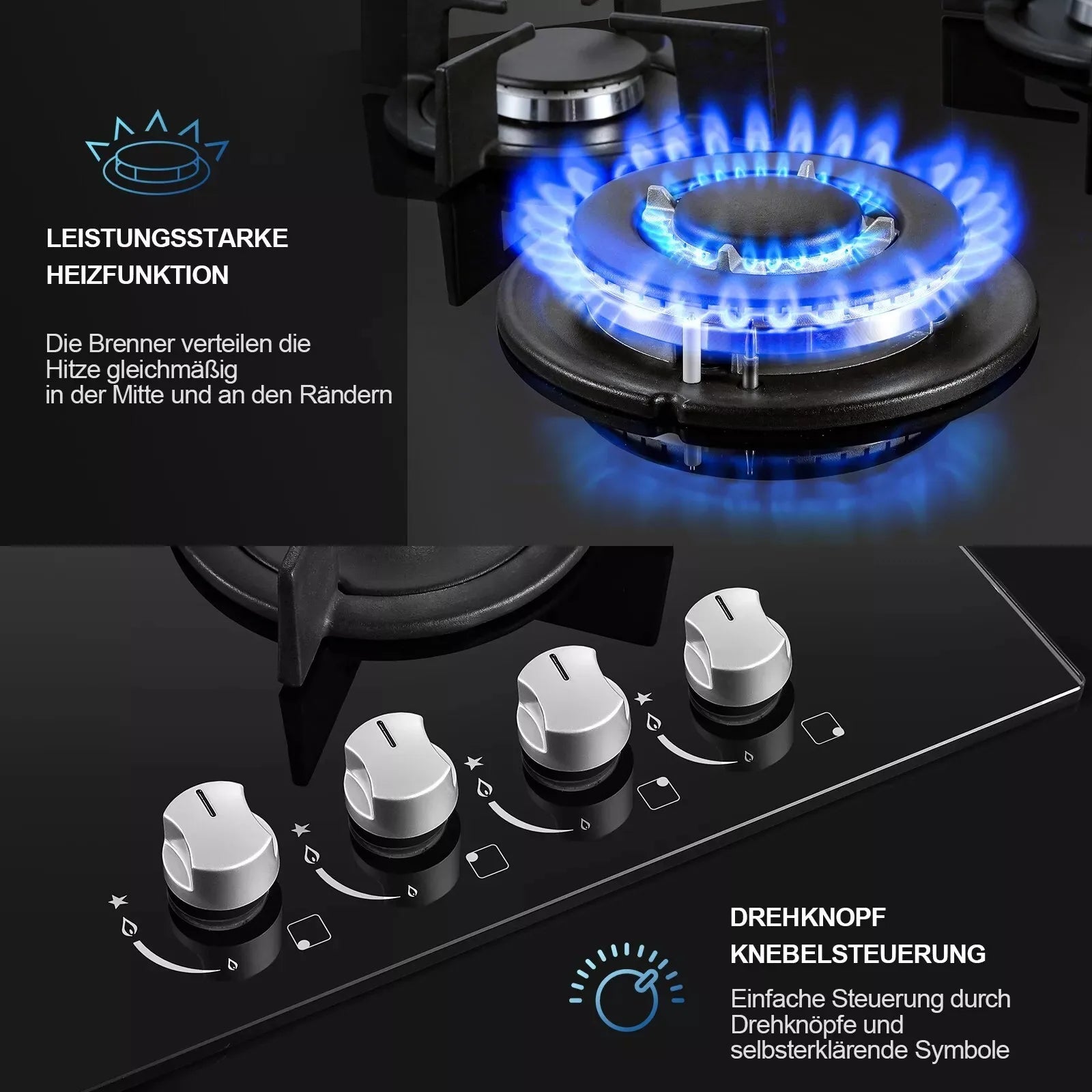 TopStrong 4-Burner Ceramic Glass Built-in Hob NG/Propane gas hob
