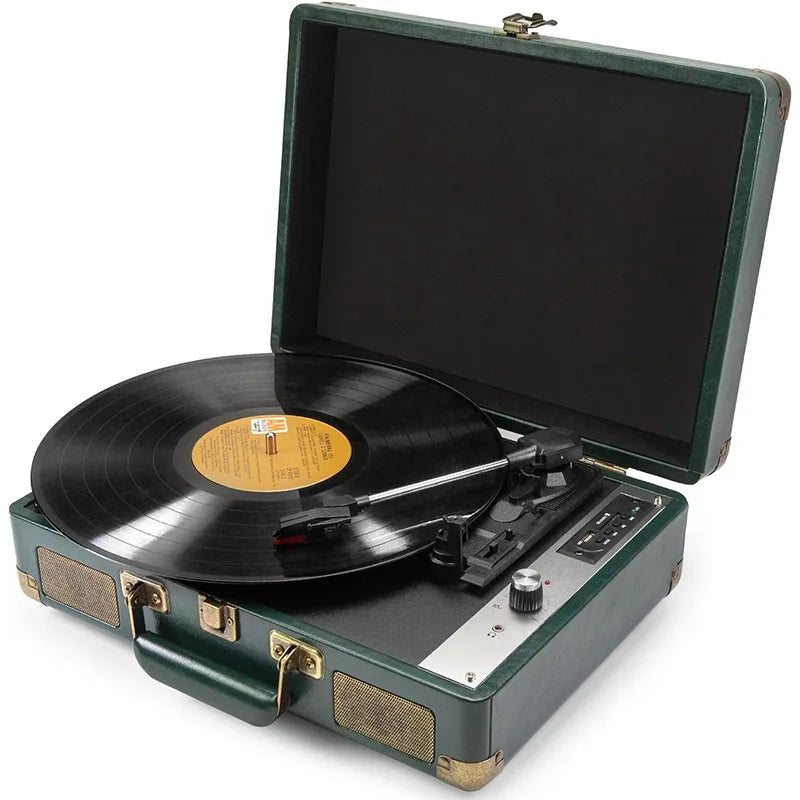 Retro portable vinyl record player, Bluetooth/USB/TF playback, suitable for family gatherings, outdoor camping, party gifts