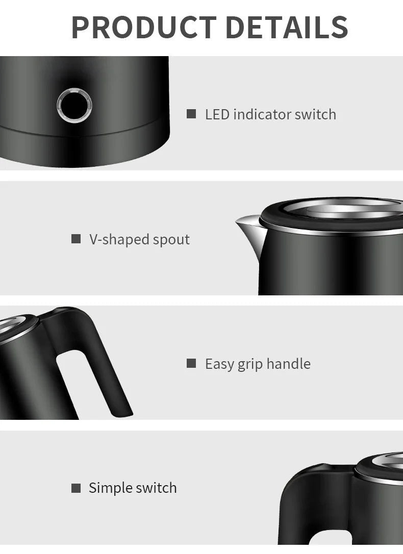 Portable 500ML Travel Electric Kettle Tea Coffee Stainless Steel Water Boiler Pot For Hotel Family Travel kitchen Smart kettle