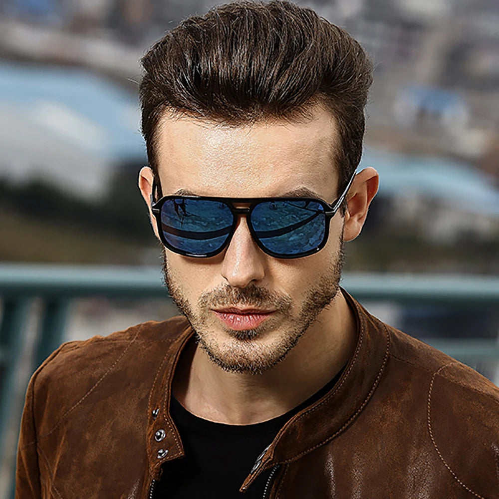 VIVIBEE Men Polarized Night Vision Glasses Yellow Retro Square Oversized Photochromic Goggles Women Fashion Driving Sunglasses