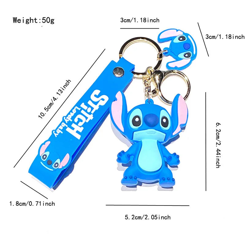 Stitch Keychain 3d Cartoon Stereo Pvc Doll Car Key Ring Bag Pendant Fashion Creative Hanging Ornament Bulk Wholesale Surprise