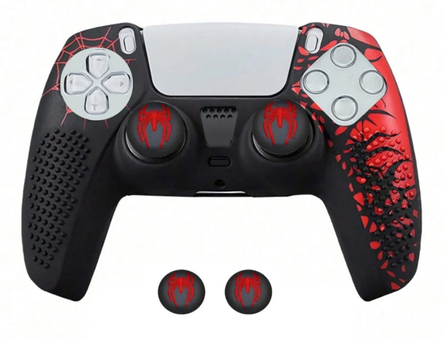 Anti-Slip Controller Skin Shell for PS5 Controller Silicone Cover Case with Rubber Thumb Grip Gaps and Touch Pad Sticker For PS5