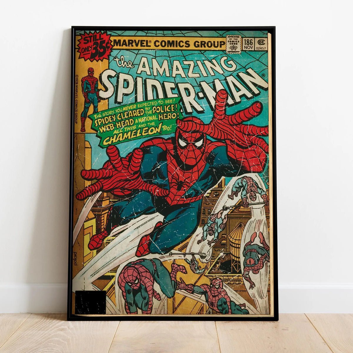 Spider Man Comic Book Covers Poster, Comics Print, Wall Art, Gift for Animation Fans
