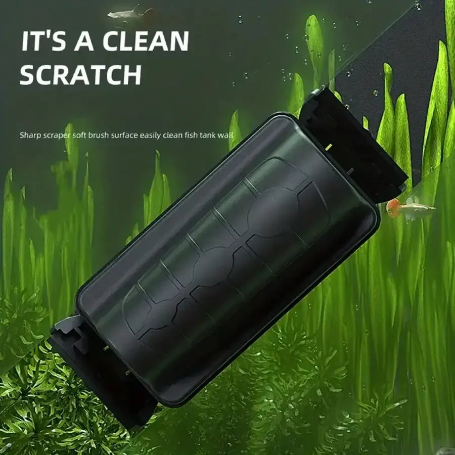 Keep your aquarium crystal clear with this double-blade magnetic aquarium brush—cleaning made easy and mess-free!