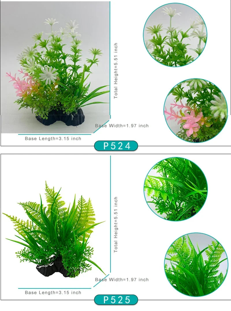 Fish Tank Ornament Plant Aquarium Artificial Decor Plants Simulation Water Grass Fish Bowl Plastic Weeds Decoration 5.5 inch