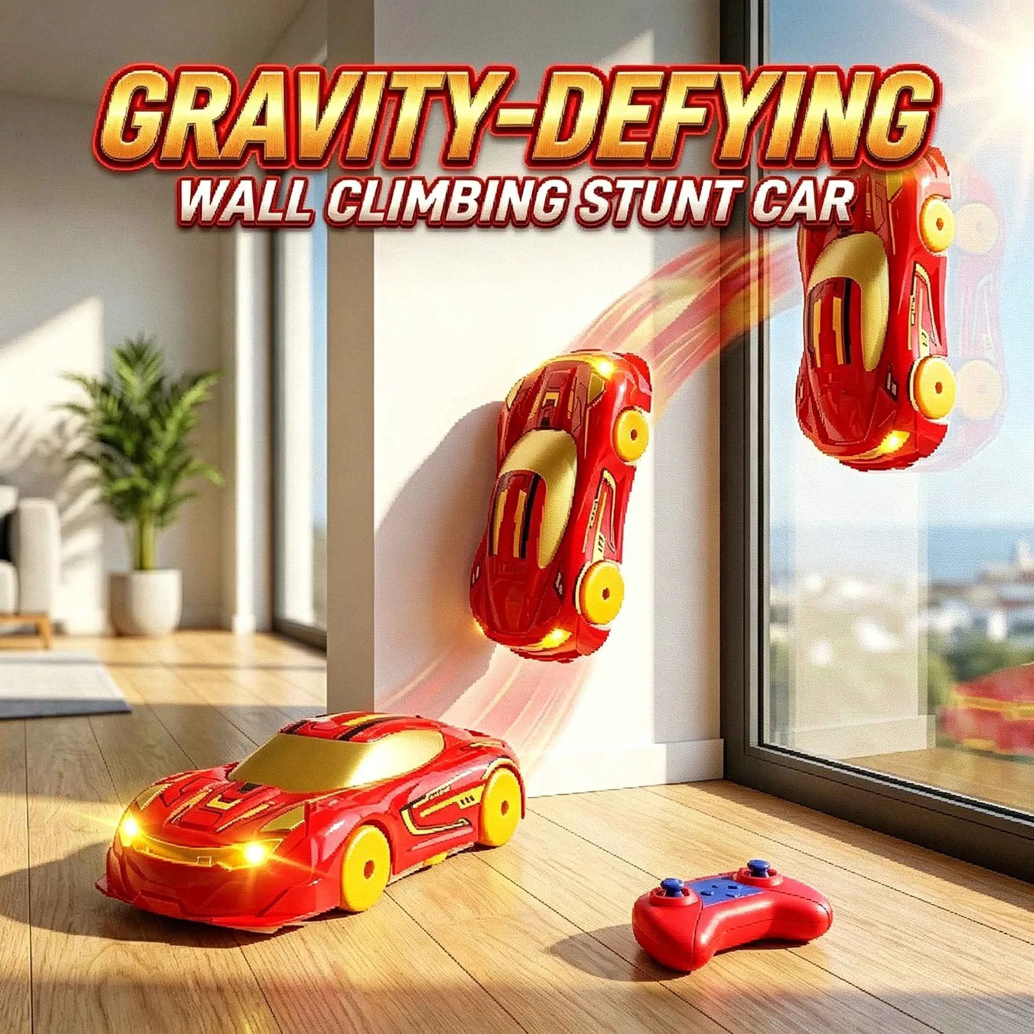 Remote Control Wall Climbing Car 2.4GHz RC Stunt Car Gravity Defying 360° Rotating LED Toy for Kids Boys Girls Birthday Gift