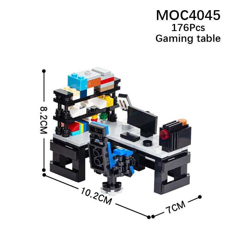 MOOXI City Furniture Bed Computer Desks Billiard Table Mahjong Table DIY Diorama Adult Building Block Set Children Toy MOC Brick