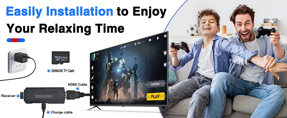 Built-in 20000+ Games Retro Handheld Game Player NEW Video Game Console 64G 4K TV Game Stick 2.4G Wireless Controller Gamepad