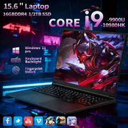 15.6' Laptop Computer Windows 11 Core I9-10980HK PC Gamer 16GB RAM Fingerprint Unlock Notebook Laptops Backlight Study Computer
