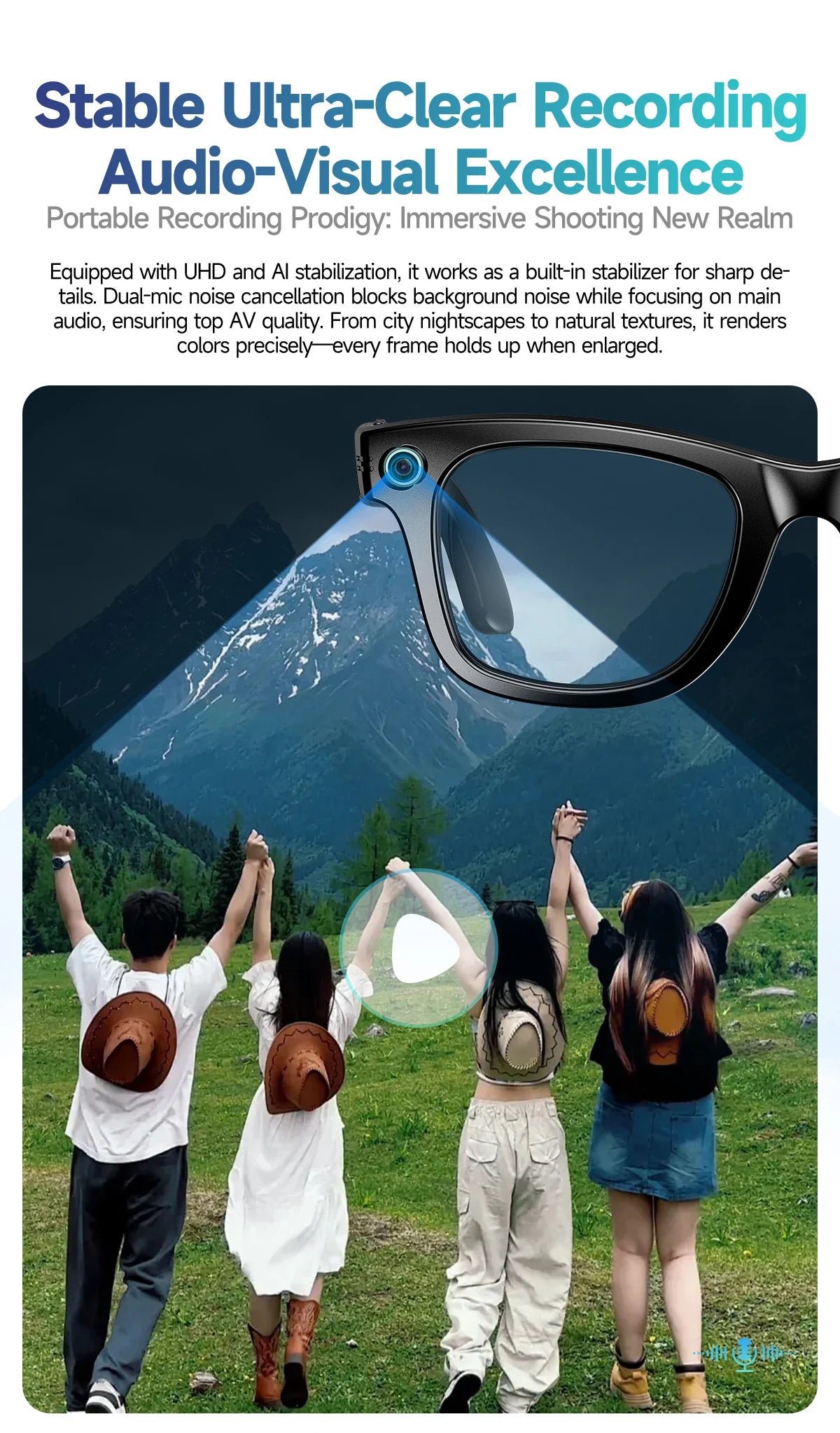 LIGE AI Smart Glasses 8MP HD Camera Video Bluetooth Call Intelligent Translation 270mAh Battery Voice Assistant Music Sunglasses