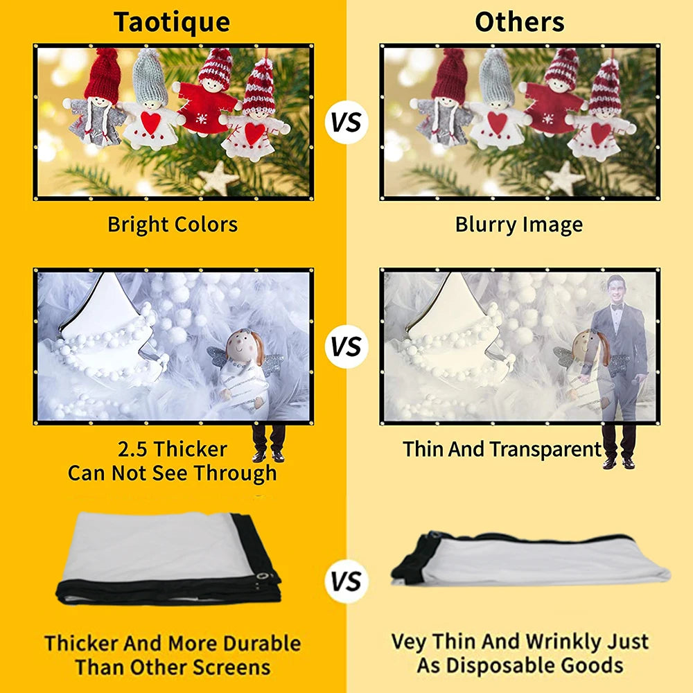 Enjoy big-screen entertainment anywhere with this simple, foldable projection screen—available in sizes from 60 to 150 inches!