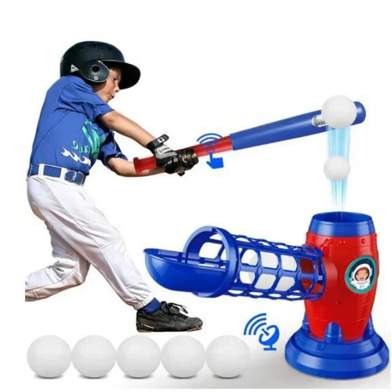Parent-child Interactive Kids Baseball Set Electric Remote Control Pitching Machine Space Style Sport Training Toy for Kids 3+ Y