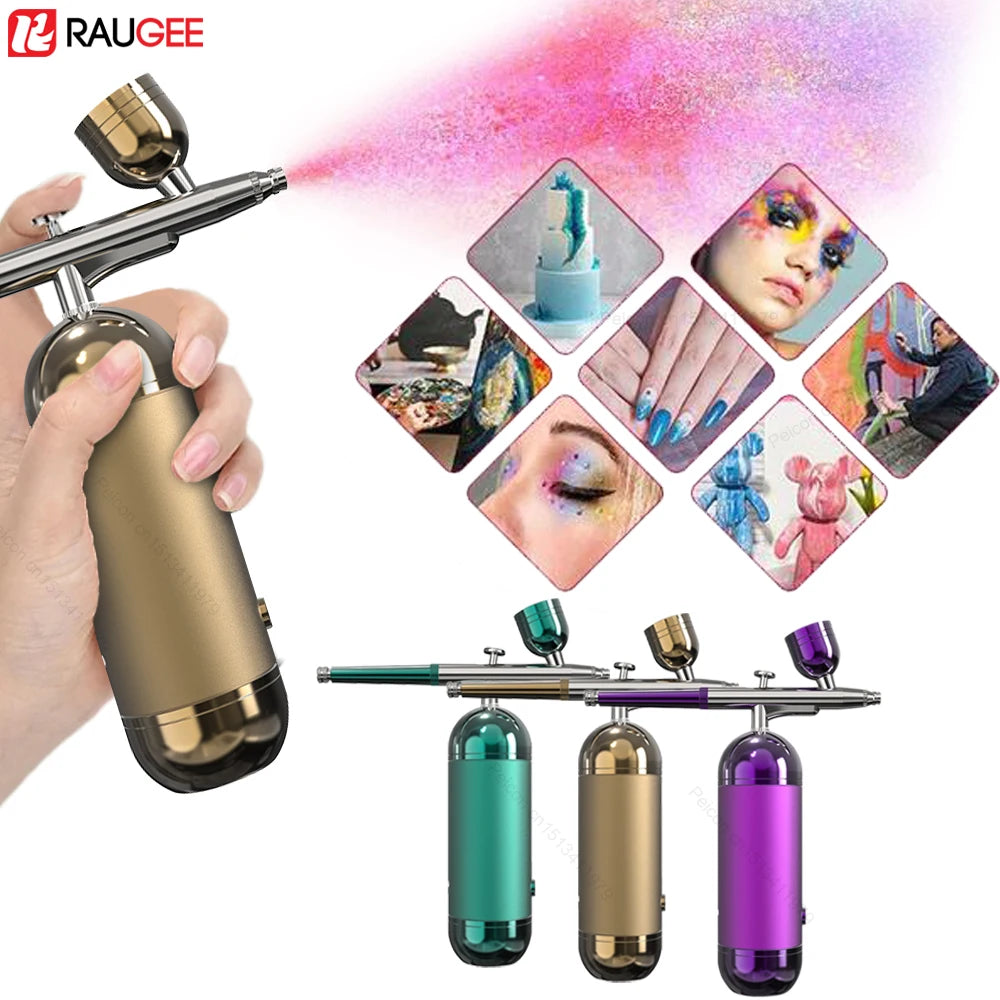Airbrush Nail Mini Air Brush Nano Oxygen Injector Spray Gun for Nail Art Cake Painting Portable High Pressure Air Compressor