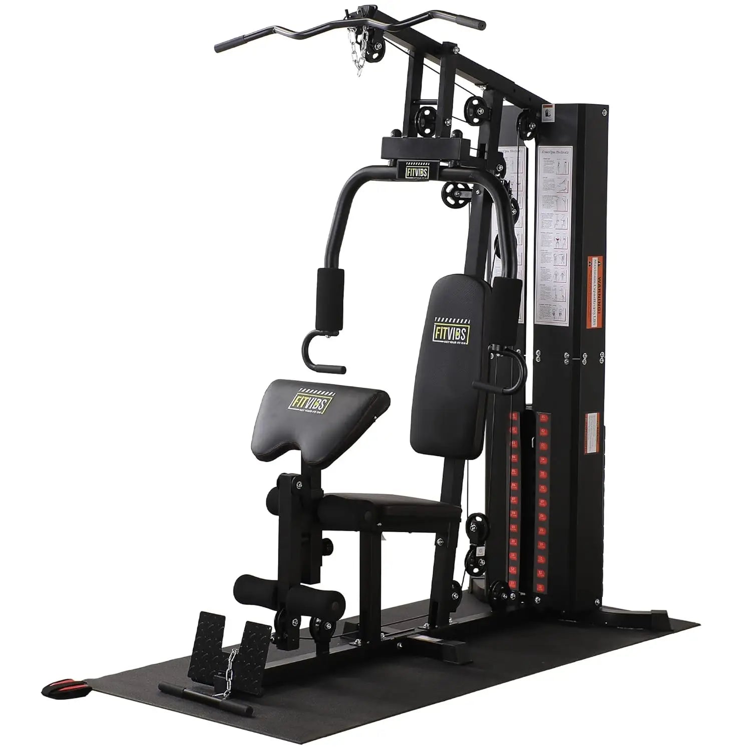 Multifunctional Steel Frame Home Gym Machine with Floor Mat – Strength Training Workout Station with 160-Pound Weight, Custom