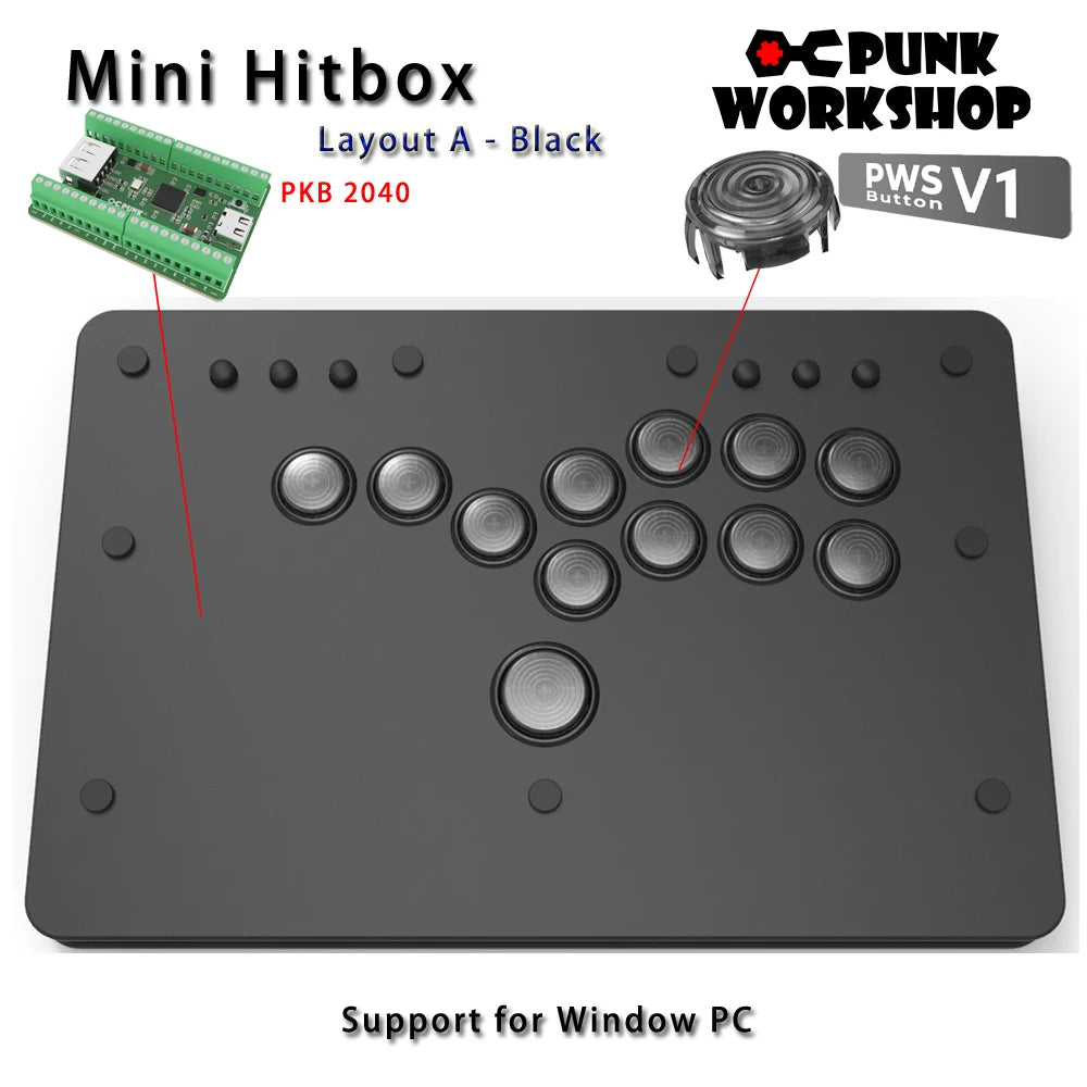 Punk Workshop Mini HitBox SOCD Fighting Stick Controller Newest Version Support Switch/PC (Windows®11 / 10) Handle Fight Console