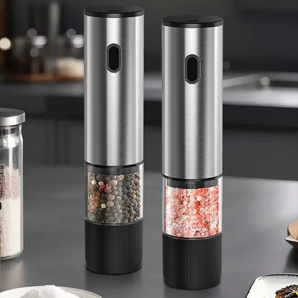 1pc/2pcs Electric Salt and Pepper Grinder Automatic Rechargeable Pepper Mill Shakers External Adjustable Coarseness Kitchen