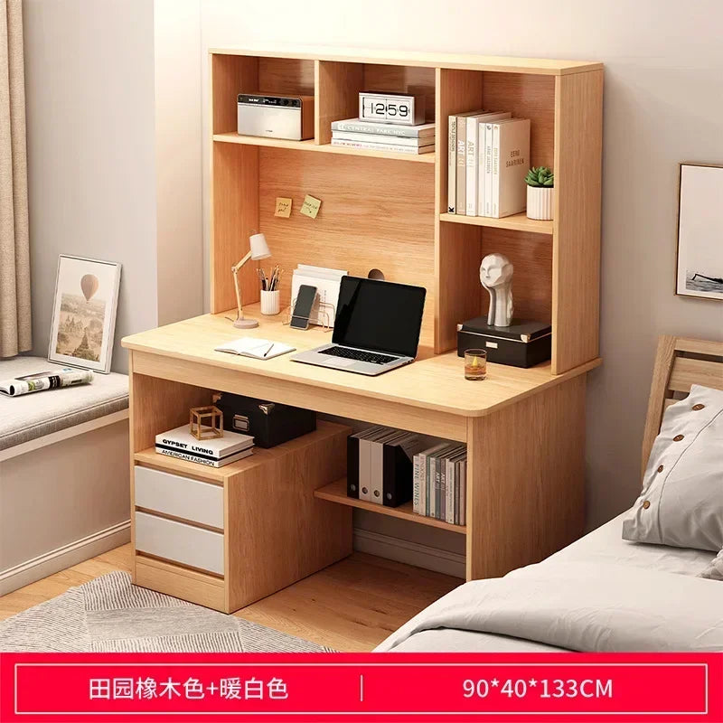 Simple Desk Bookshelf All-in-one Computer Desk Storage Space Student Home Study Bedroom Office Desk with Household Furniture