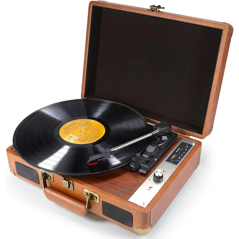 Retro portable vinyl record player, Bluetooth/USB/TF playback, suitable for family gatherings, outdoor camping, party gifts