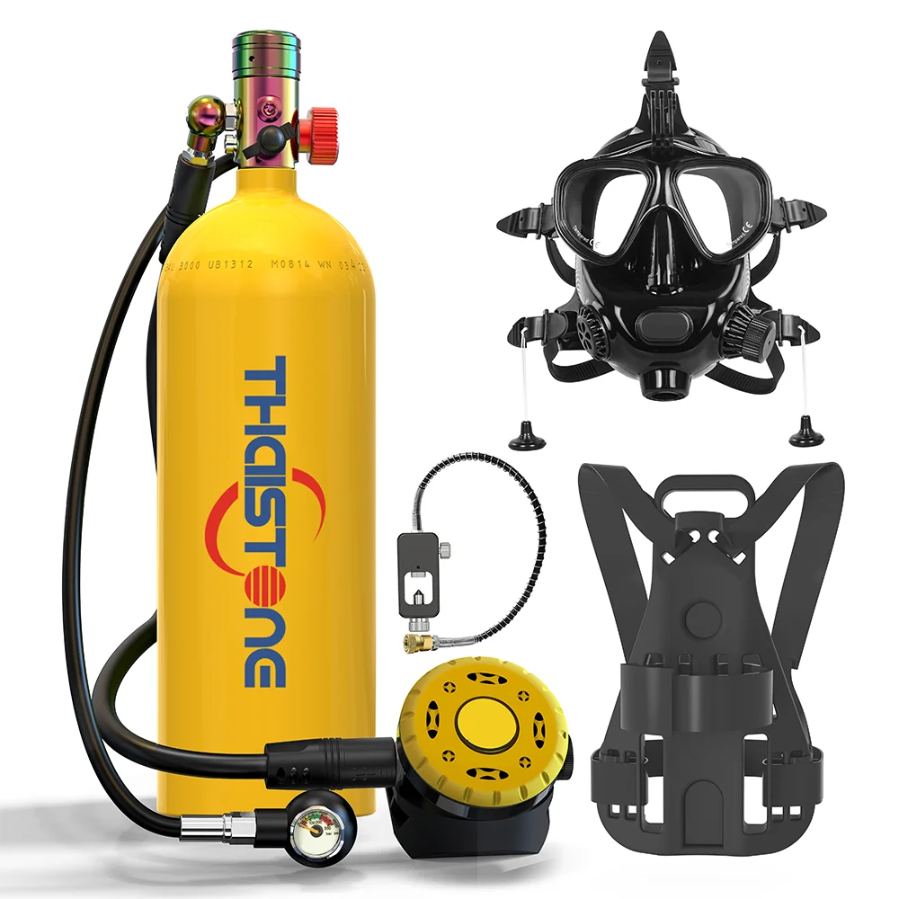 THAISTONE-Scuba Diving Air Tank with Mask Underwater Breath Air Tank, Oxygen Tank, Snorkeling Equipment, 2.3L, 30-40 Minutes