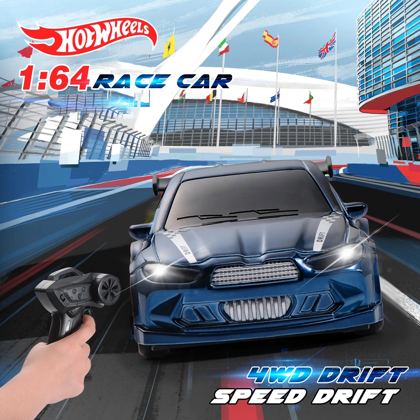 1/64 2.4G Desktop Mini High Speed Drift Car 4WD Remote Control Full Proportion Racing Car Toy GTR Race Model Boy Toy Gift