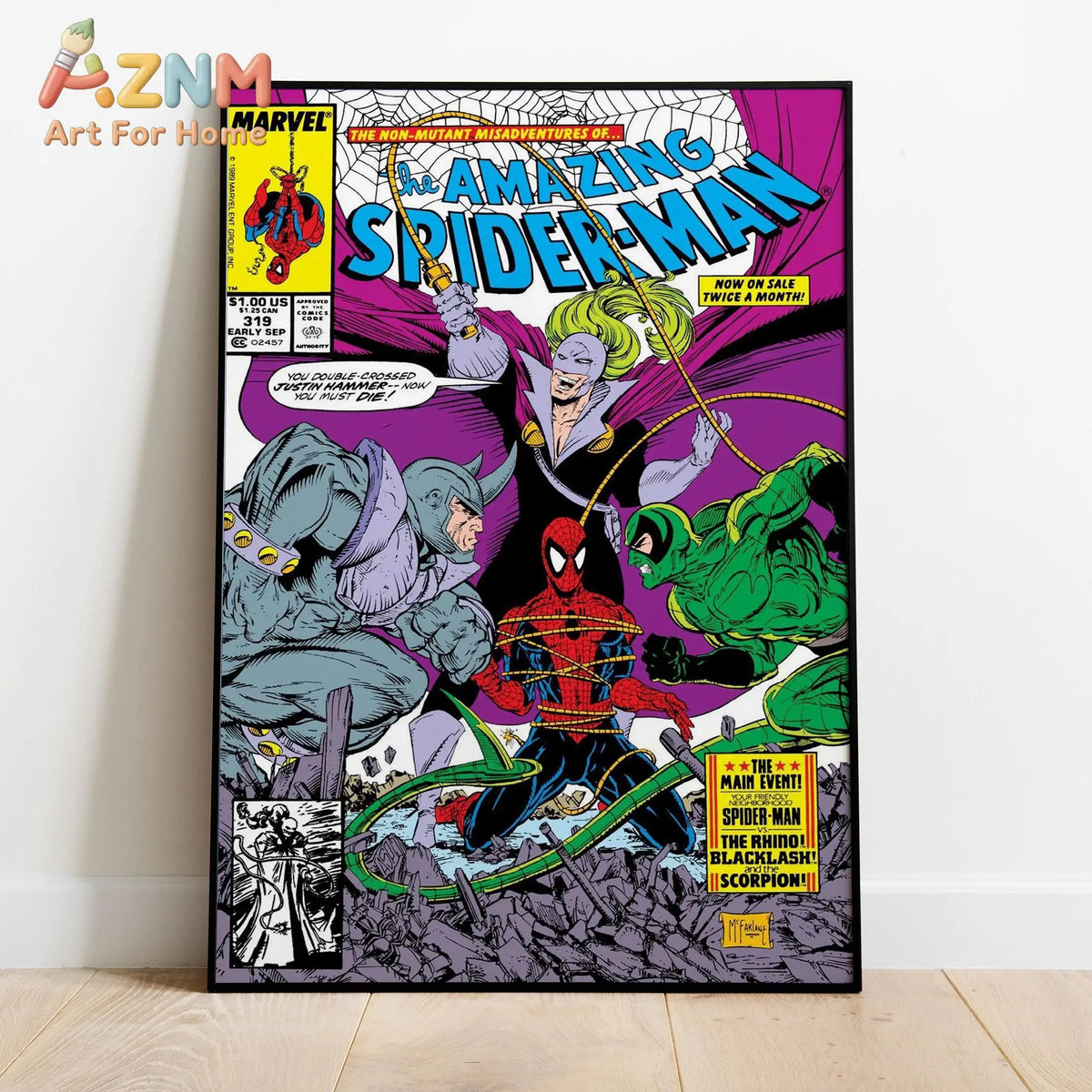 Spider Man Comic Book Covers Poster, Comics Print, Wall Art, Gift for Animation Fans
