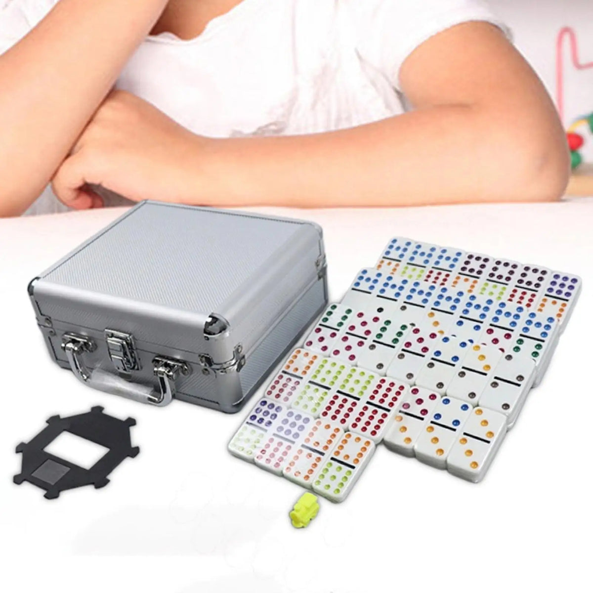 Mexican Train Dominoes Set Educational Toy 91Tiles Toy Night Party Favors Set