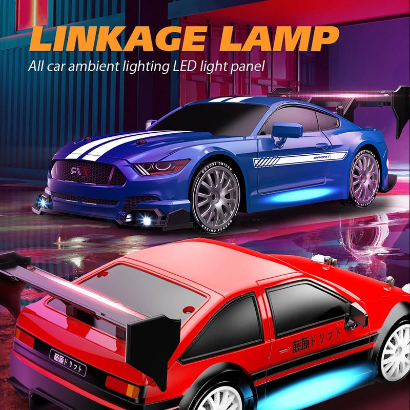 1:24 High Speed RC Drift Vehicle Cars Mustang 4WD Remote Control Racing Car Gift Competition Race Car Boys Toy Replaceable Tire