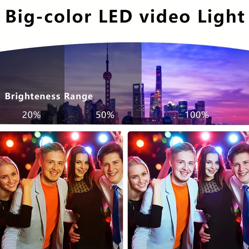LED Video Photography Atmosphere Fill Light 9-Inch Square 43-Inch Tripod USB Power Supply 3 Light Colors Adjustable 4 Leaf Baffl