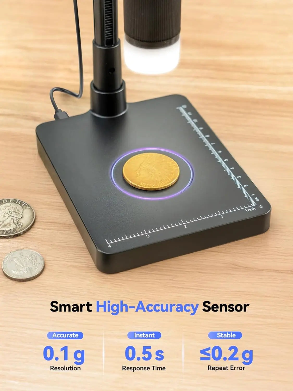 TOMLOV DM4W Microscope 200X Zoom with Weighing Scale 4.3" Digital Coin Microscopes Error Coin Magnifier for Collectors, Jewelers, Microscope for Electronics Repair PCB Solding