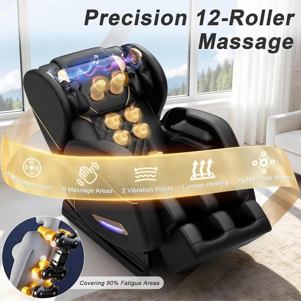 Full Body Zero Gravity Massage Chair with Heat, Airbags, and Customizable Programs for Home and Office Comfort