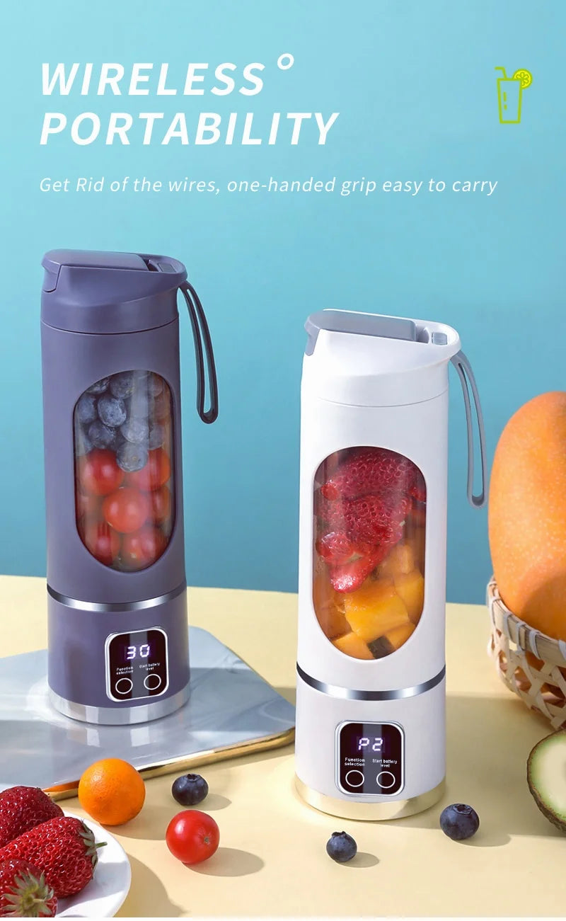 8-blade USB charging, smoothie, kitchen ingredient processor, portable juicer, 3-speed adjustable multi-function mixer juicer
