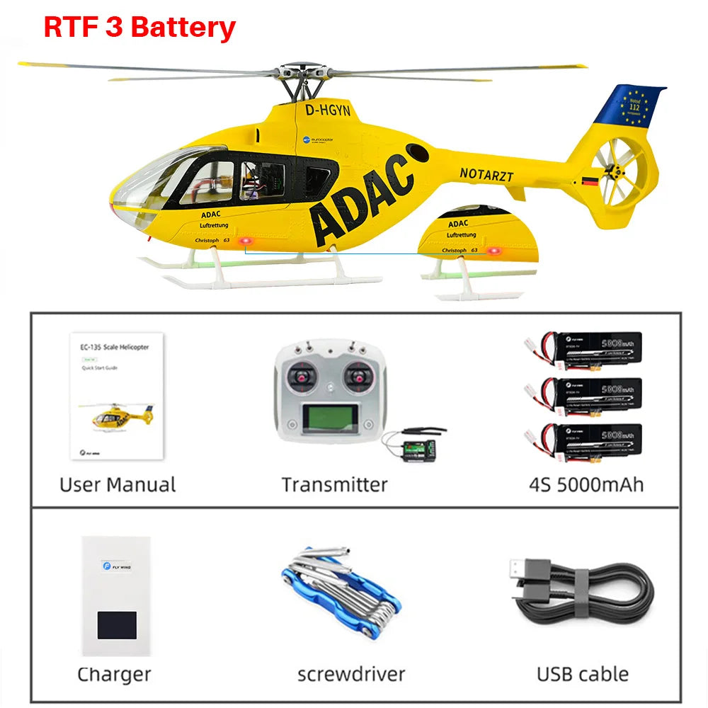 FLYWING EC135 Scale Helicopter ACE Flight GPS 470 class Four blades EC135 RC Helicopter Smooth Takeoff Landing 6CH RC Helicopter