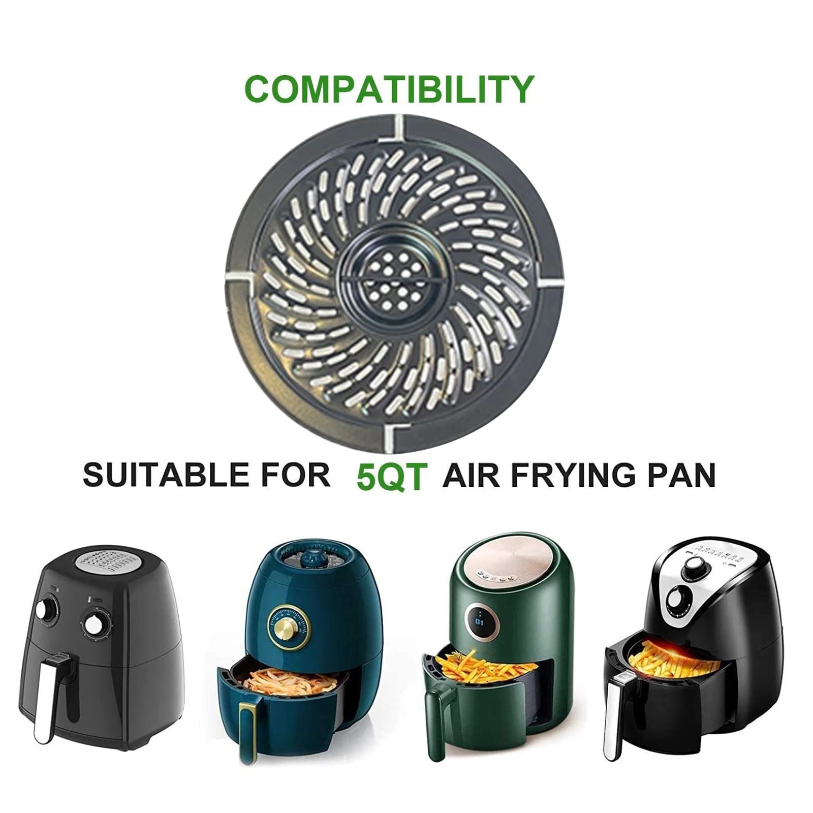 Air Fryer Basket Replacement Grill Air Pan for Power Dash Parts Crisper Plate Non-Stick Fry Pan Kitchen Airfryer Accessories