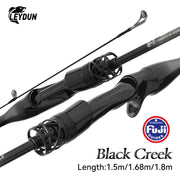 LEYDUN Black Creek Fishing Rod 2 Section Spinning Casting 1.5/1.68/1.8m Travel Rod Baitcasting Ultralight Carbon Fiber Pole Rod