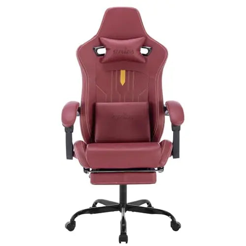Gaming Chair with Footrest Ergonomic Computer Chair Massage Lumbar Cushion, Racing Video Game Chair Adjustable Rocker
