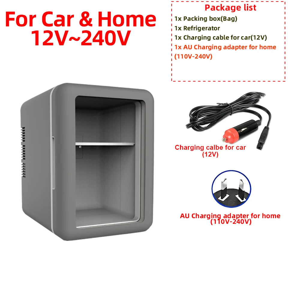 4L Mini Car Refrigerator Portable Fridge Car Home Cosmetics 12V/220V Hot And Cold Dual-Purpose Ice Box For Camping Travel