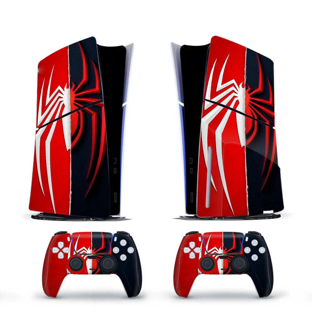 Vinyl Cover Skins for Playstation 5 Slim Console Controller Stickers Superhero Skin Wraps Set for PS5 Disc Edition Accessories