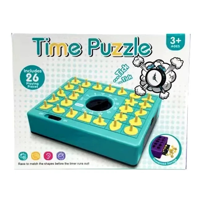 Children Time Board Puzzle Educational Table Toy Hape Matching Popup Tray Toy Set with Timer Kids Cognitive Party Family Game