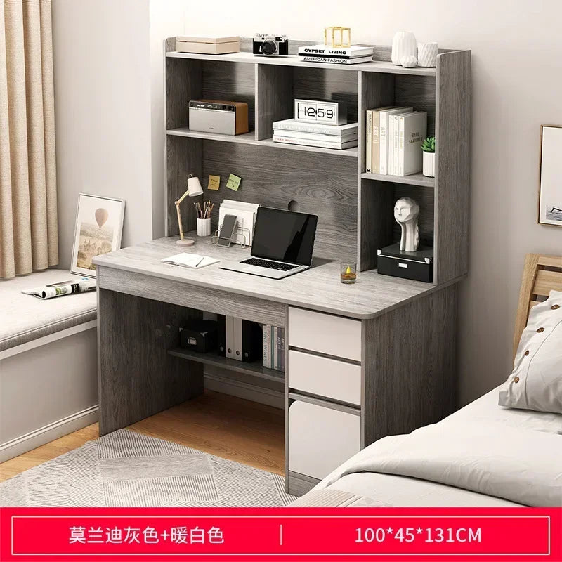 Simple Desk Bookshelf All-in-one Computer Desk Storage Space Student Home Study Bedroom Office Desk with Household Furniture